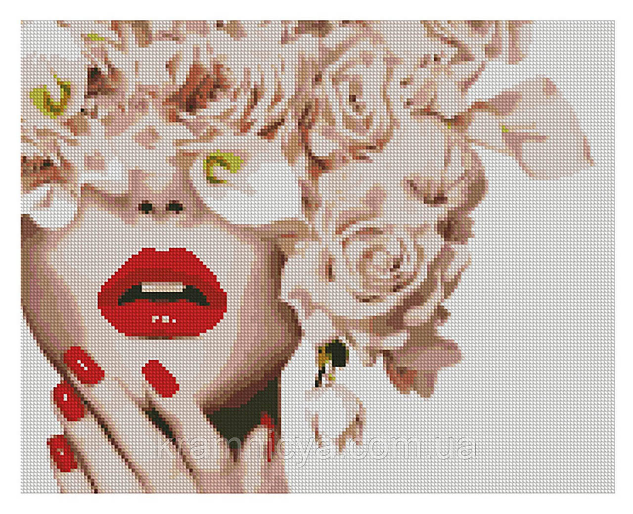 Алмазна мозаїка Леді з квітами, 40х50 Strateg (FA40791), фото 1