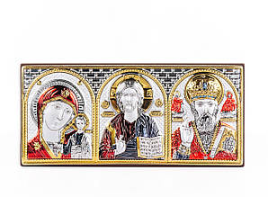 Святий покровитель водіїв, триптих з різнобарвною емаллю, іконостас в машину-4,5х10 см