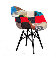 Крісло Leon Soft XXL-BK Печворк №1 (клапті), чорні дерев'яні ніжки DAW armchair Charles Eames, стиль loft, фото 5