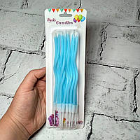 Набір свічок для торту Завитки 12 шт Блакитні MR-1474-3