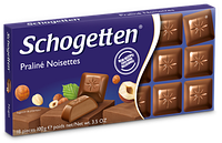Шоколад "Schogetten Praline Noisettes"(Шогеттен с ореховым пралине), Германия, 100г (15 шт/1 ящик)