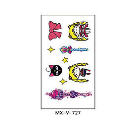 Флеш Тату. 11*6 См. Тимчасова, Перевідна. Набір, Змішання, Аніме, Банти, Дівчата, Коти, Зірки, Mx-M-727 (S),