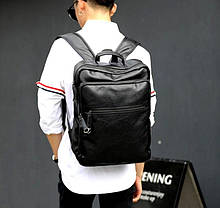 Стильний чоловічий повсякденний рюкзак міський екокожа чорний