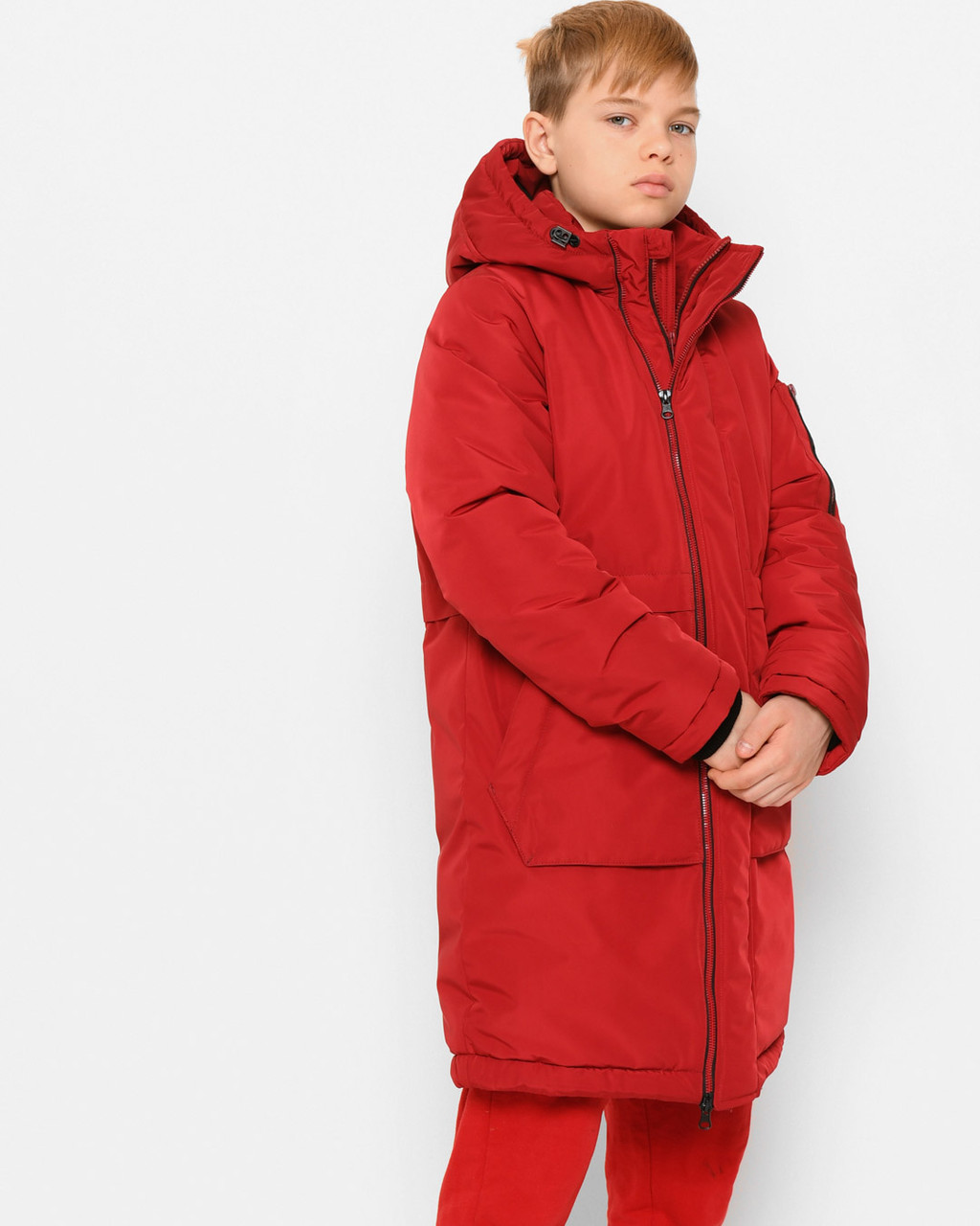 Зимова червона парка для хлопчиків, витримує холод до -25 °C., фото 1