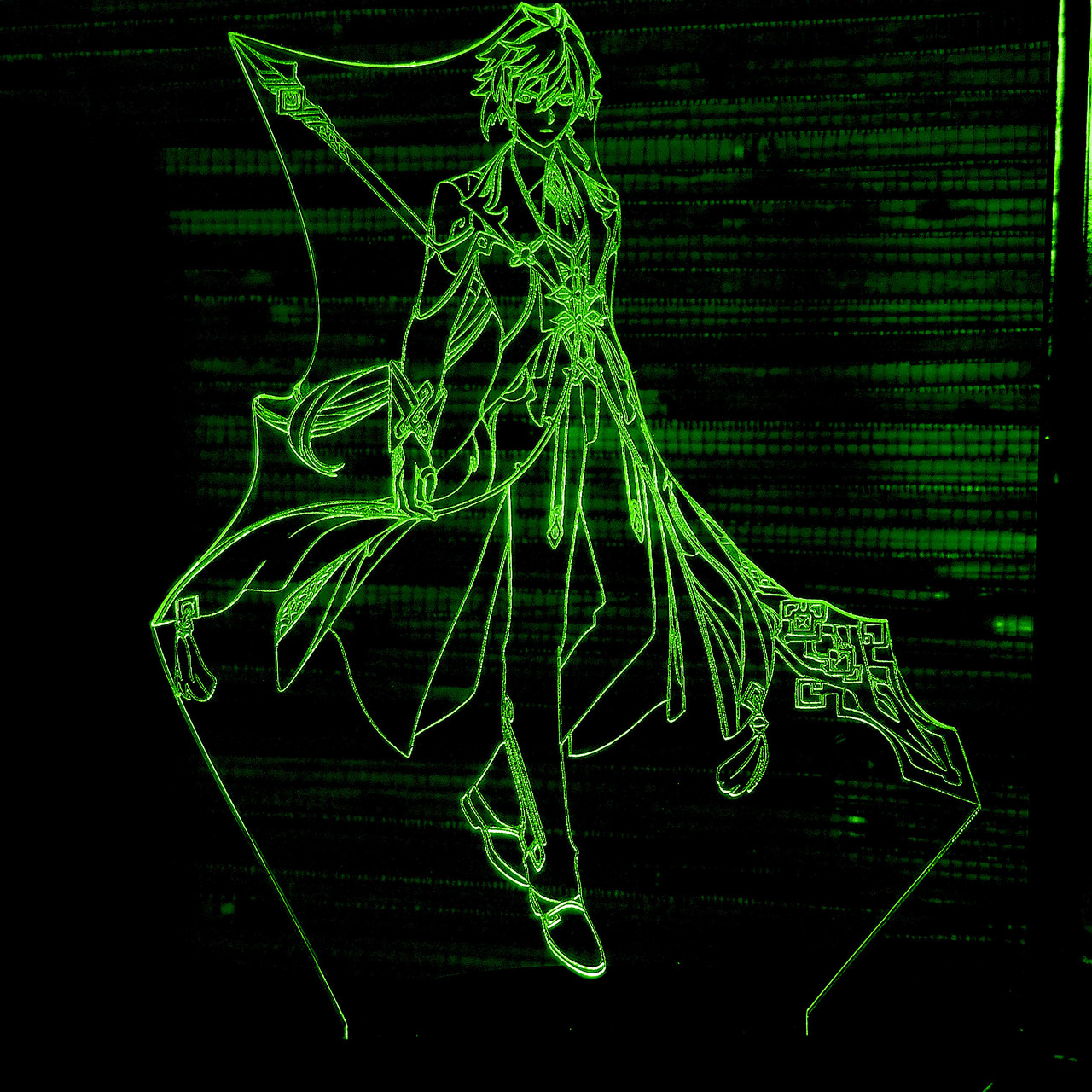 Акриловий світильник-нічник Чжун Ли (Zhongli) 2 зелений tty-n000669