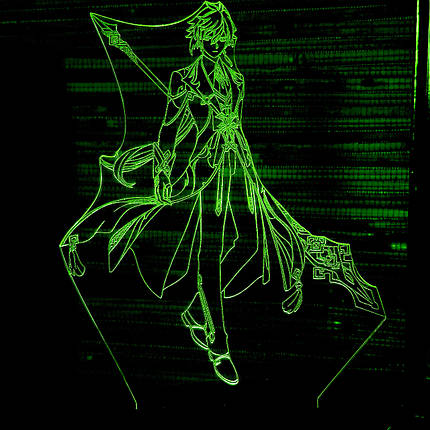 Акриловий світильник-нічник Чжун Ли (Zhongli) 2 зелений tty-n000669, фото 1