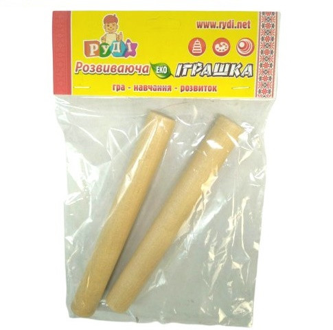 Пара дерев'яних клавес (claves) малих, розмір 14,4 х 1,6 см, вік від 3 років