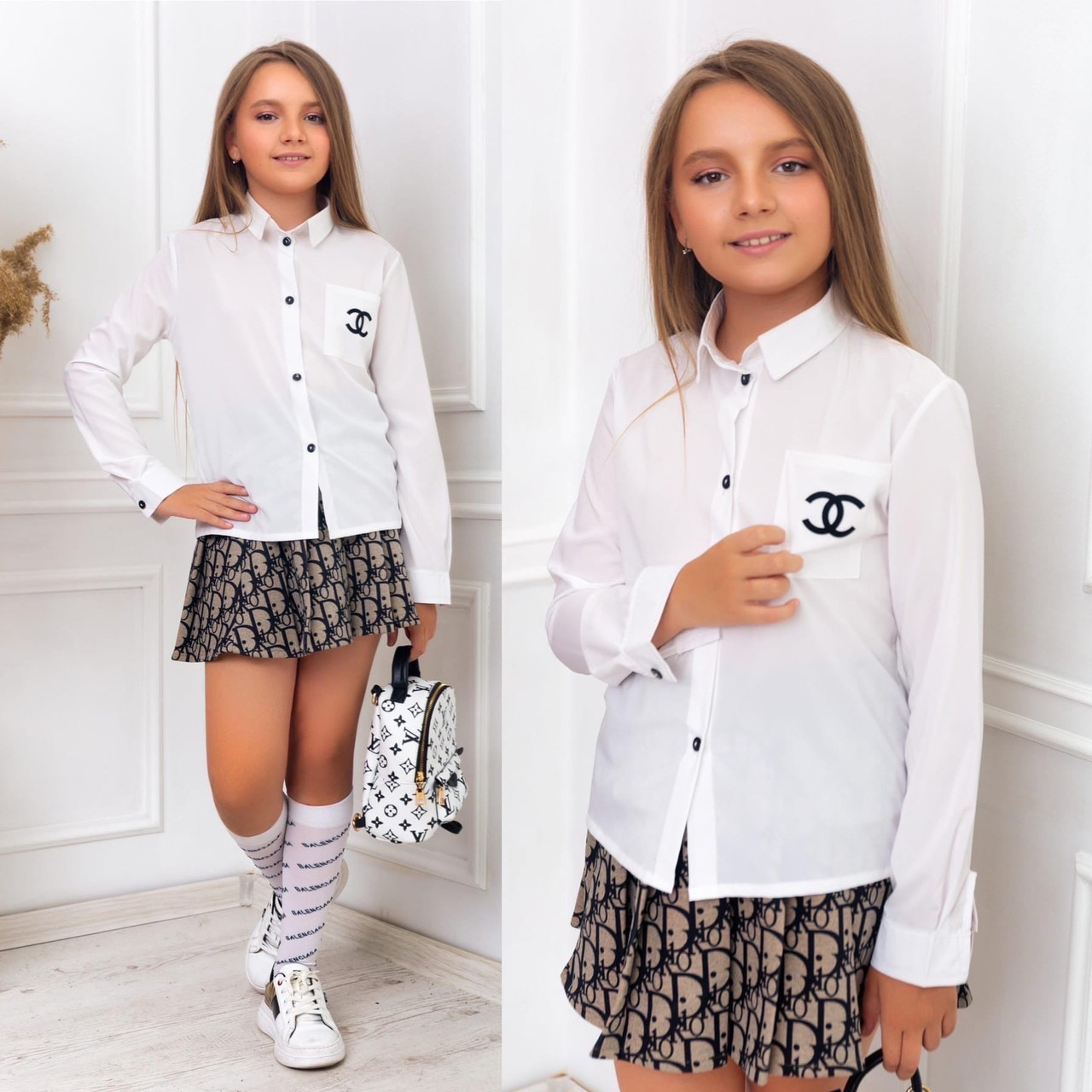 Купить Школьная детская рубашка для девочки "Шелли" с длинным рукавом ...