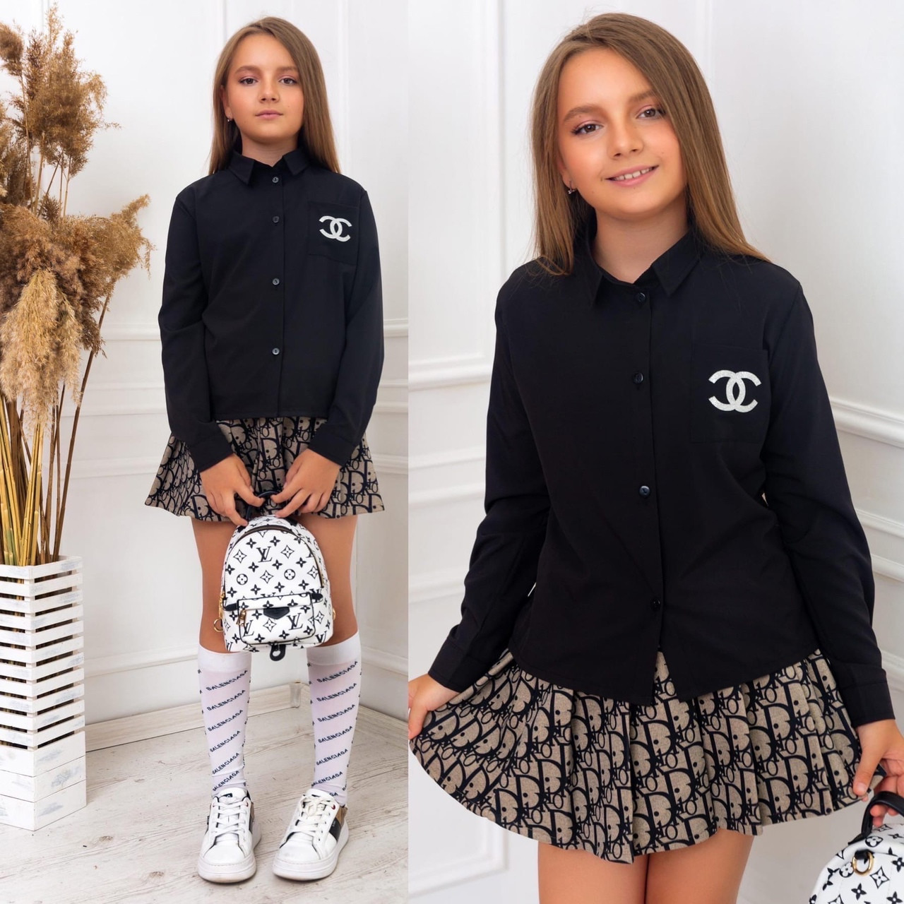 Купить Школьная детская рубашка для девочки "Шелли" с длинным рукавом ...