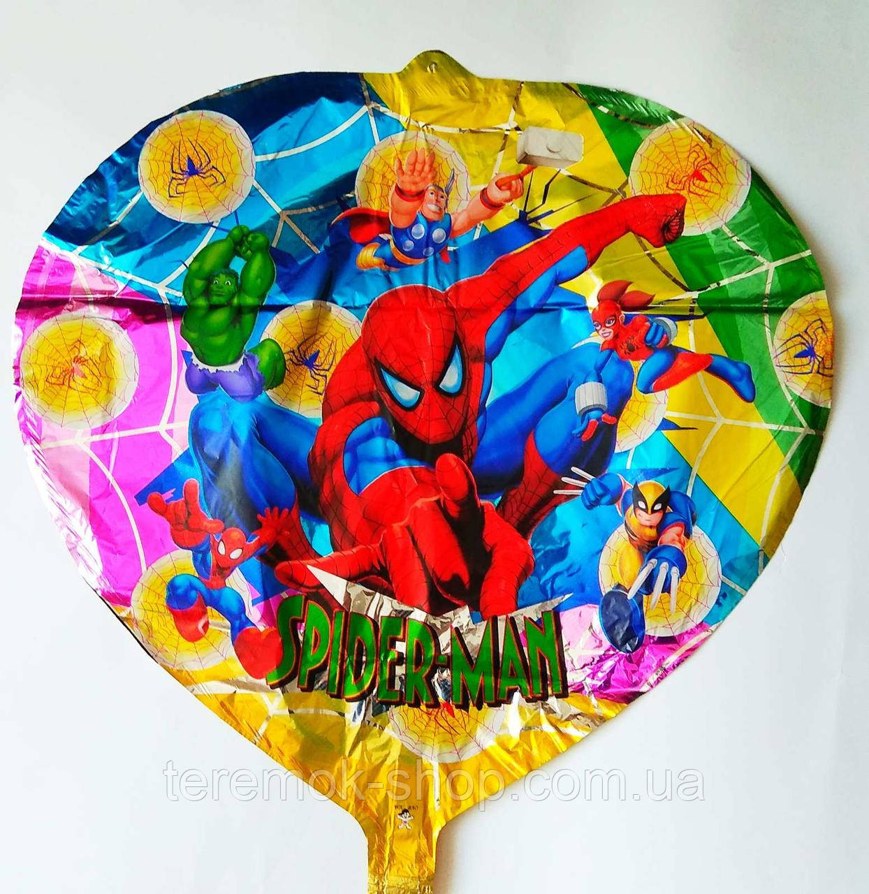 Шар фольга серце Людина Павук яскравий діаметр 45 см 18" Китай, фото 1