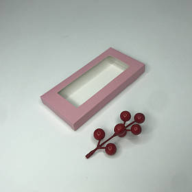 Коробка для шоколаду, 155*75*15 мм, з вікном, рожева