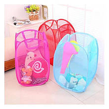 Кошик сітка для іграшок та білизни розкладний 30х30х46 см