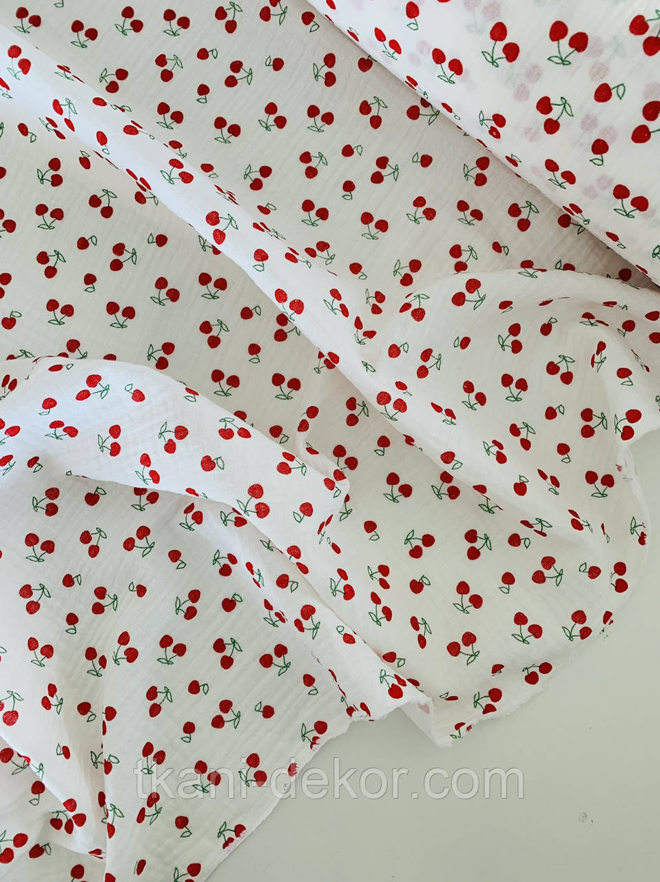 Муслін (бавовняна тканина) жатка вишеньки (0,50*135), фото 1