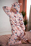 Жіноча піжама-комбінезон кігурумі з кишенею на попі рожевий мішка. Фото в живу, фото 5
