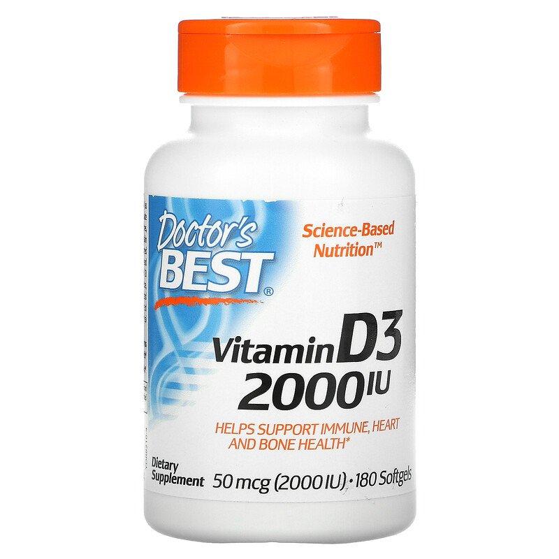 Doctor's Best, вітамін D3, 50 мкг (2000 МО), 180 капсул