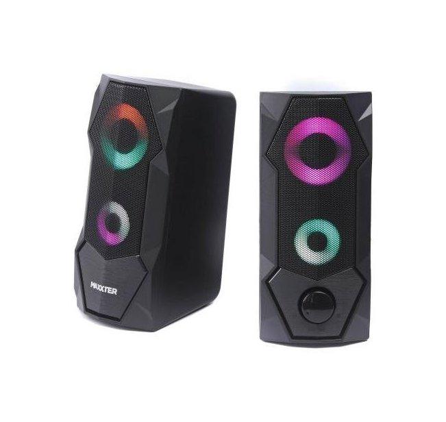 Колонки для комп'ютера (акустична система) Maxxter CSP-U002RGB 2.0 (6 Bт) (підсвічування) Black