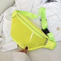 Женская прозрачная бананка детская поясная сумка желтая зеленая