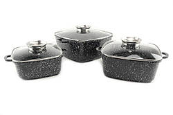Набір з трьох каструль A-Plus з мармуровим покриттям. Набір кухонного посуду