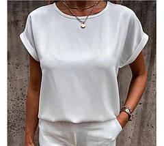 Літня чорна жіноча блузка-футболка вільного кроя з коротким широким рукавом "Moment", фото 5