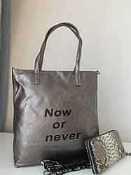 Міська сумка шоппер екокожа колір бронза
