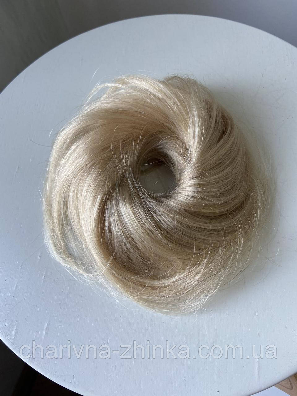 Шиньйон-гумка з натурального прямого волосся класичний блонд