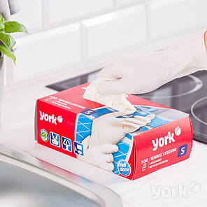 Рукавички одноразові латексні М York 100шт/уп, фото 2