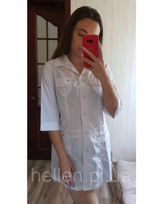 Халат медичний білий Кокетка