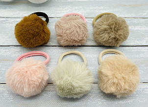 Гумки для волосся помпони 5 см хутро 12 шт/уп.