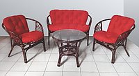 Плетеная мебель из ротанга Cruzo Таврия Ред софа кресла кофейный столик темно-коричневый