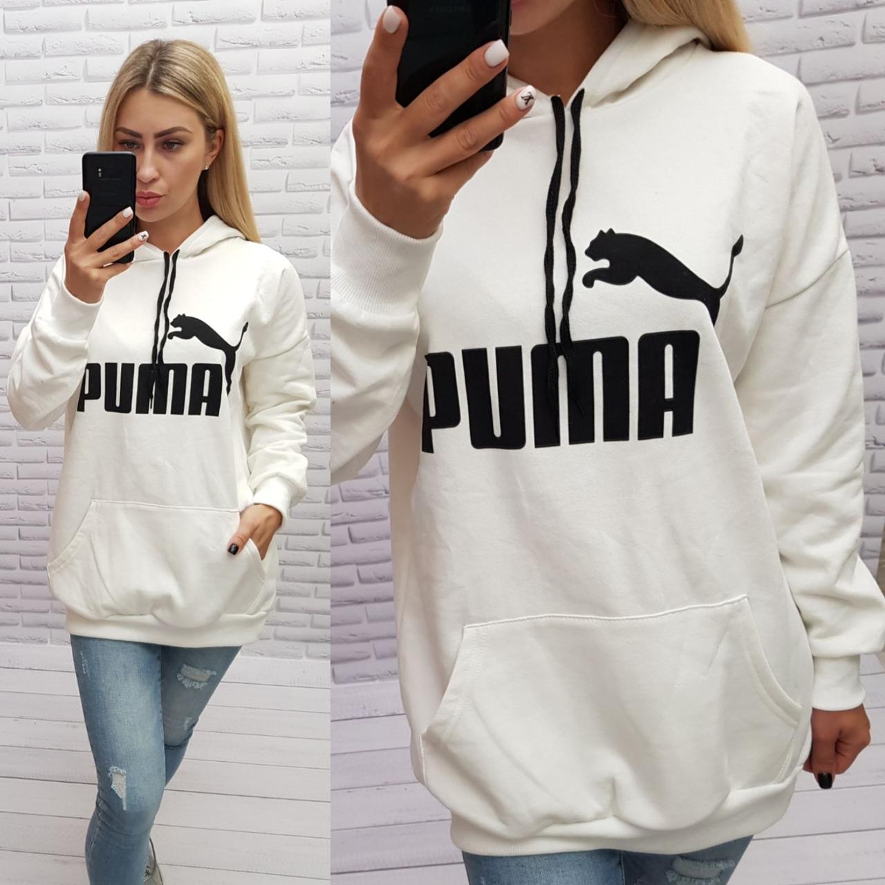 Жіночий худі зимовий на флісі Туреччина Пума розмір M-XL (від 3 шт.)