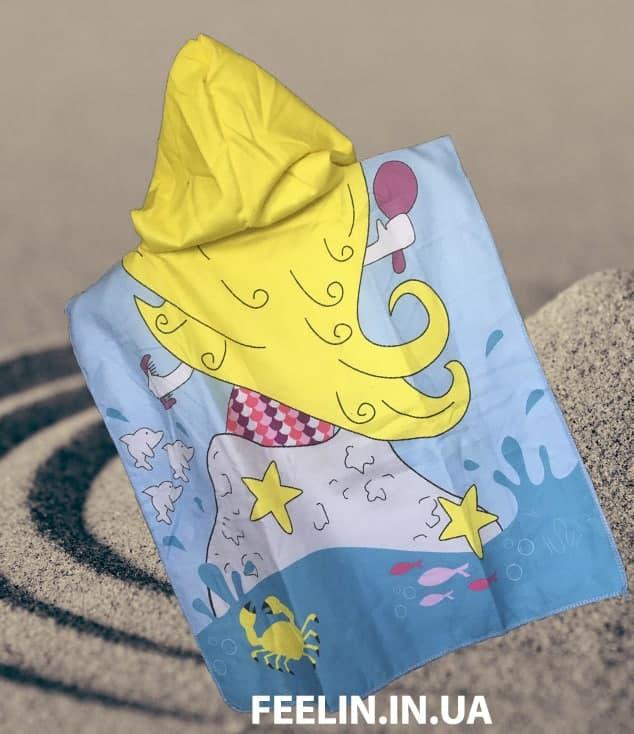 Пляжное полотенце для девочки принцессы ЛОЛ с капюшоном, детское пончо, уголок для купания ребенку море, пляж - фото 7 - id-p1440947003