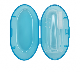 Перша зубна щітка масажер на палець мами  в футлярі Блакитний 40055