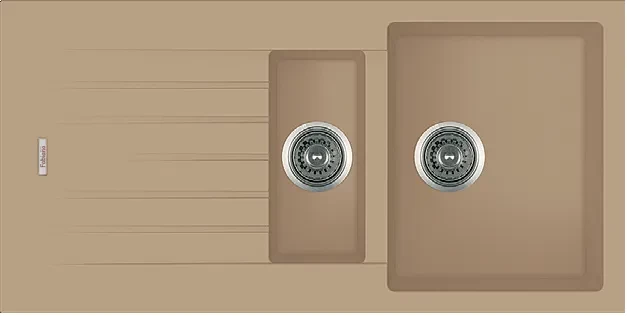 Гранітна кухонна мийка Fabiano Classic 100x50x15 Beige, бежева, півторачашева з крилом (8221.301.0521), фото 1