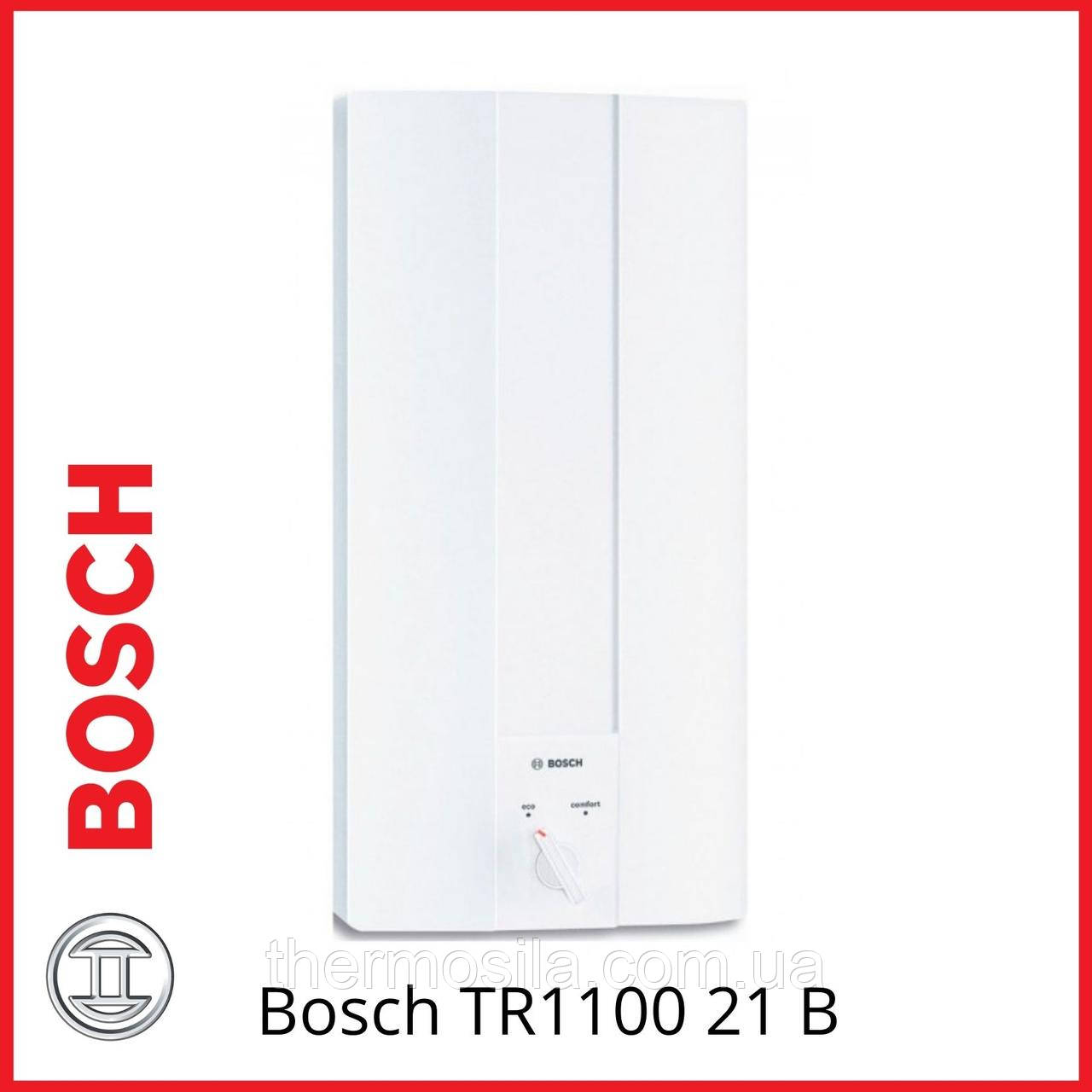 Електричний проточний водонагрівач Bosch TR1100 21 B над мийкою