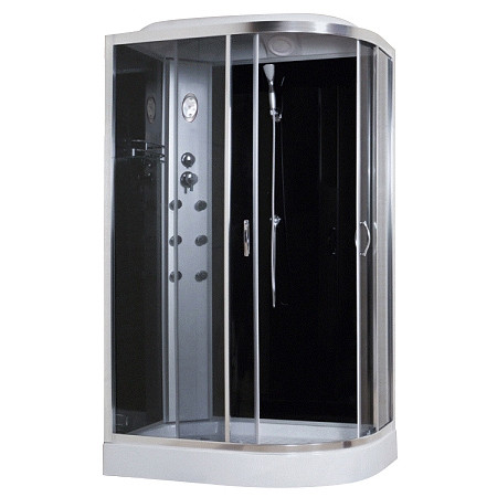 8890D/15-L, Sansa, гідробокс 80 х 120 см, рама сатин, скло сіре, заднє скло чорне, фото 1