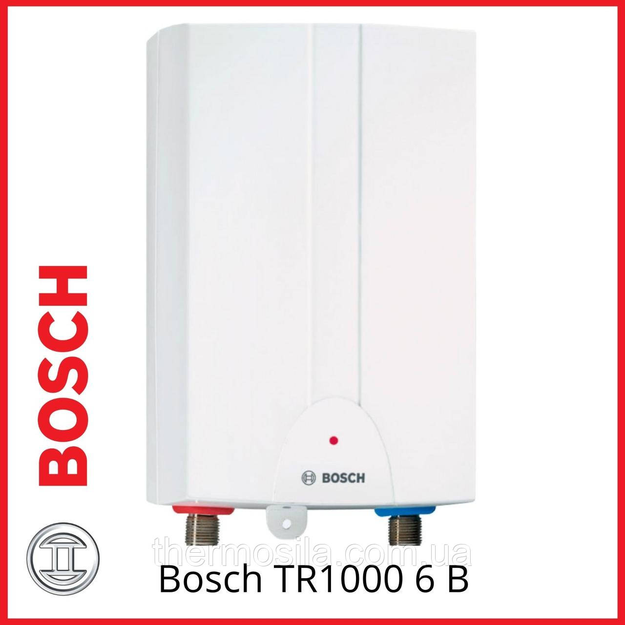 Електричний проточний водонагрівач Bosch TR1000 6 B над мийкою