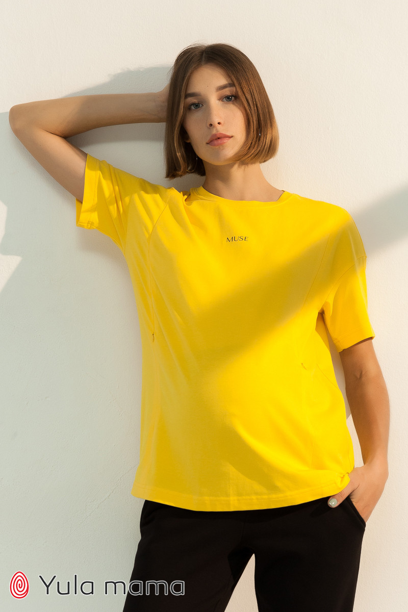 Яскрава футболка для вагітних і годування Muse жовта
