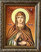 Икона Святая Великомученица Анастасия из янтаря 15x20, св.Анастасія, ікона з бурштину 15x20 см см