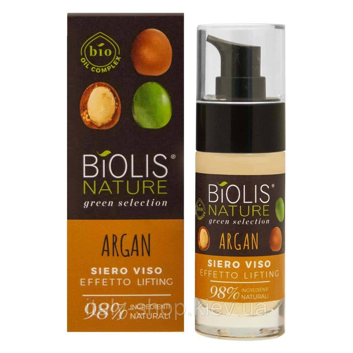 BIOLIS NATURE - 98% натуральні інгредієнти! Сироватка для обличчя з ліфтинг-ефектом і арганом 30 мл, Італія, фото 1