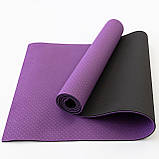 Килимок для йоги та фітнесу + чохол (мат, каремат спортивний) OSPORT Yoga ECO Pro 6мм (n-0007) Фіолетово-чорний, фото 3