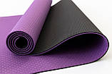 Килимок для йоги та фітнесу + чохол (мат, каремат спортивний) OSPORT Yoga ECO Pro 6мм (n-0007) Фіолетово-чорний, фото 4