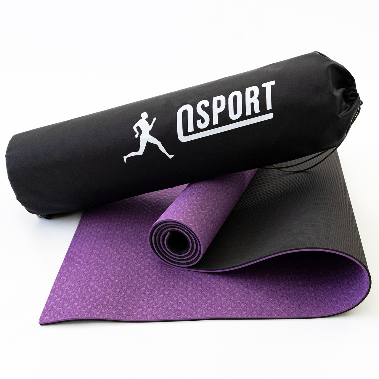 Килимок для йоги та фітнесу + чохол (мат, каремат спортивний) OSPORT Yoga ECO Pro 6мм (n-0007) Фіолетово-чорний
