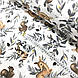 Тканина муслін Двошарова бембі, зайчики та білочки в сіре листя на білому (шир. 1,6 м) (MS-SA-0221), фото 3