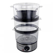 Пароварка Esperanza 400 Вт EKG009 3-рівнева з неіржавкої сталі з піддоном мультиварка з чашею 7.5 літр, фото 2