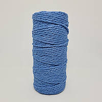 Эко шнур хлопковый крученный 4мм, Светло-синий