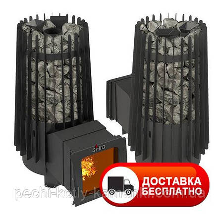 Піч для лазні Cometa 180 Vega Long Window MAX Grill`D закрита каменка РЕГУЛЬОВАНИЙ винос (14-24 см) скло, фото 1