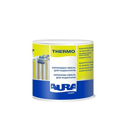 Емаль акрилова для радіаторів Aura Luxpro Thermo білий глянець 0.45л, фото 1