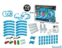 Автотрек трубопроводный 022-1 на р/у, 2 машинки, 72 элемента, в коробке