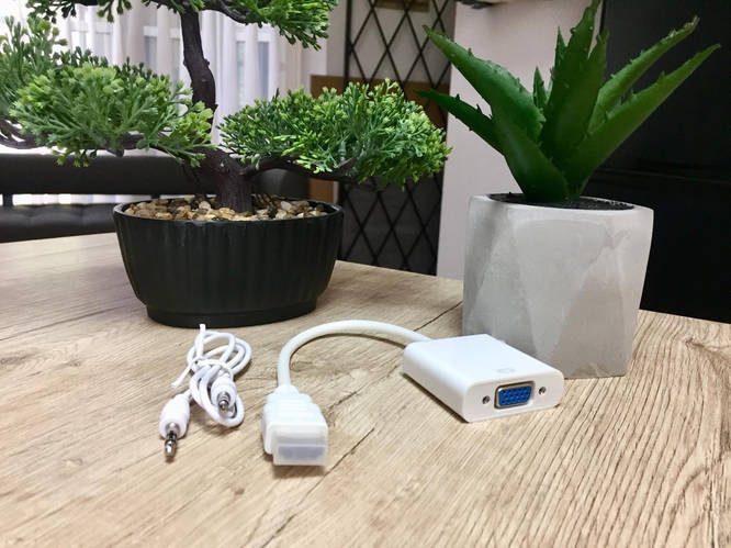 Переходник HDMI->VGA, Конвертер USB + звук AUX + кабель HDMI, VGA T2 т2 ...