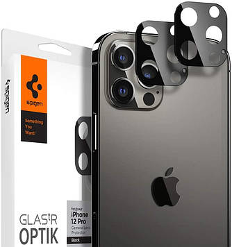 Захисне скло Spigen для камери iPhone 12 Pro — Optik camera lens (2шт), Black (AGL01807)